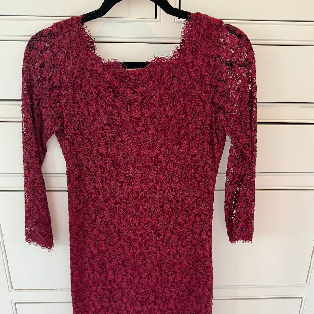 Diane von Furstenberg Zarita Lace Dress, Maroon, Size 2